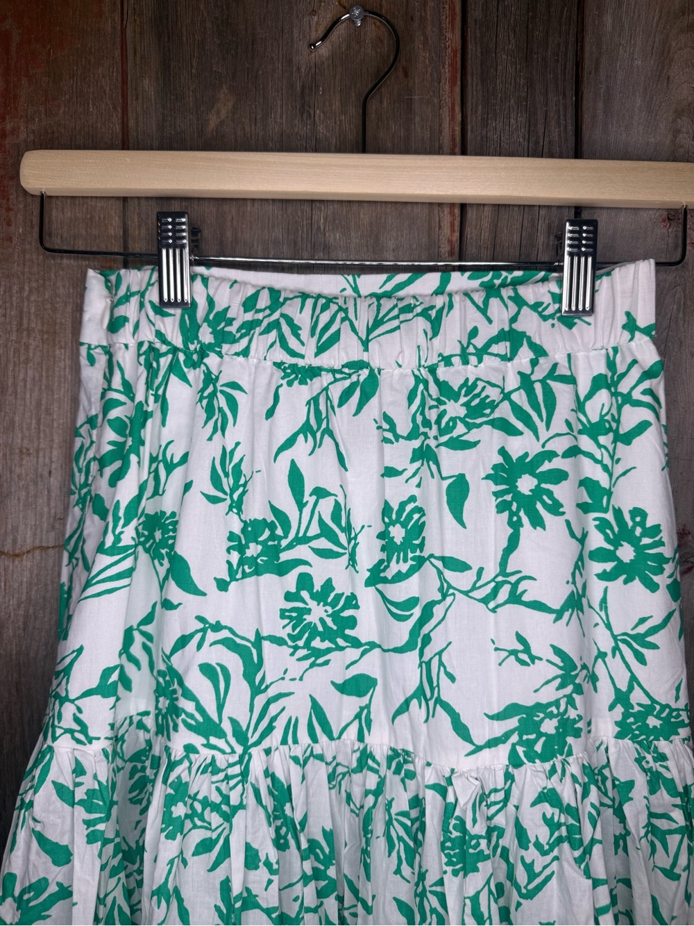 Runaway The Lablel Ayla White Maxi Skirt with Green Floral Print XS - Picture 7 of 11
